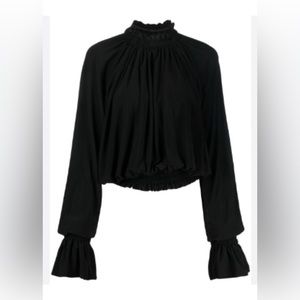 Norma Kamali Mock Turtle-neck peasant top